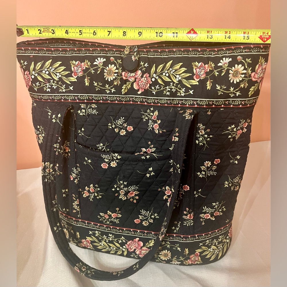 “VeraBradley”-Inspired Floral Black Quilted Tote Bag UEC - Picture 7 of 10